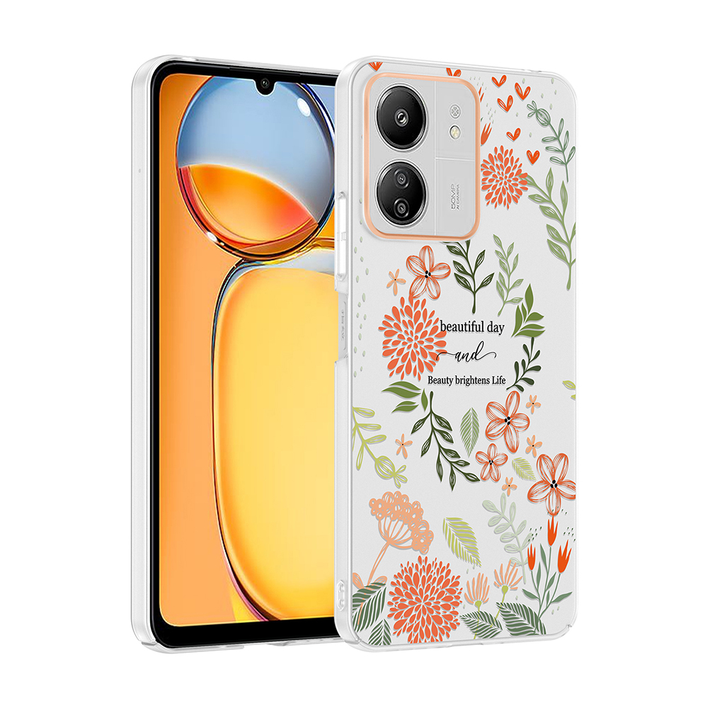 Xiaomi Uyumlu Redmi 13C Kılıf Kamera Korumalı Desenli Zore Klip Kapak-Beautiful