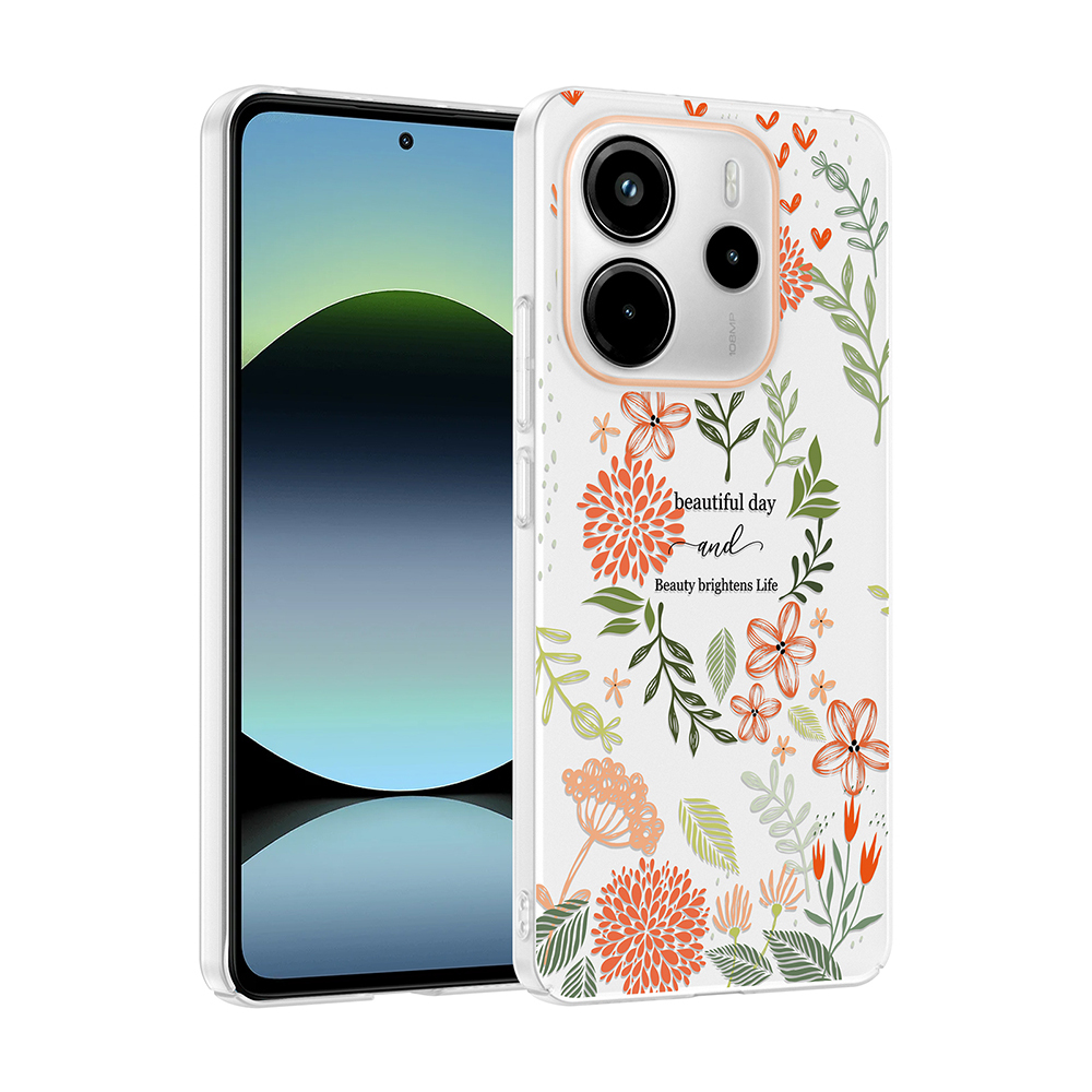 Xiaomi Uyumlu Redmi Note 14 4G Kılıf Kamera Korumalı Desenli Zore Klip Kapak-Beautiful