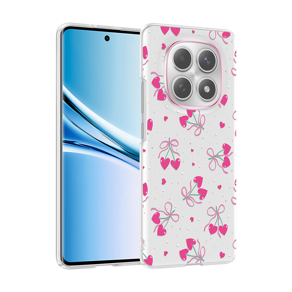 Xiaomi Uyumlu Redmi Note 14 Pro 4G Kılıf Kamera Korumalı Desenli Zore Klip Kapak-Kalpli kiraz