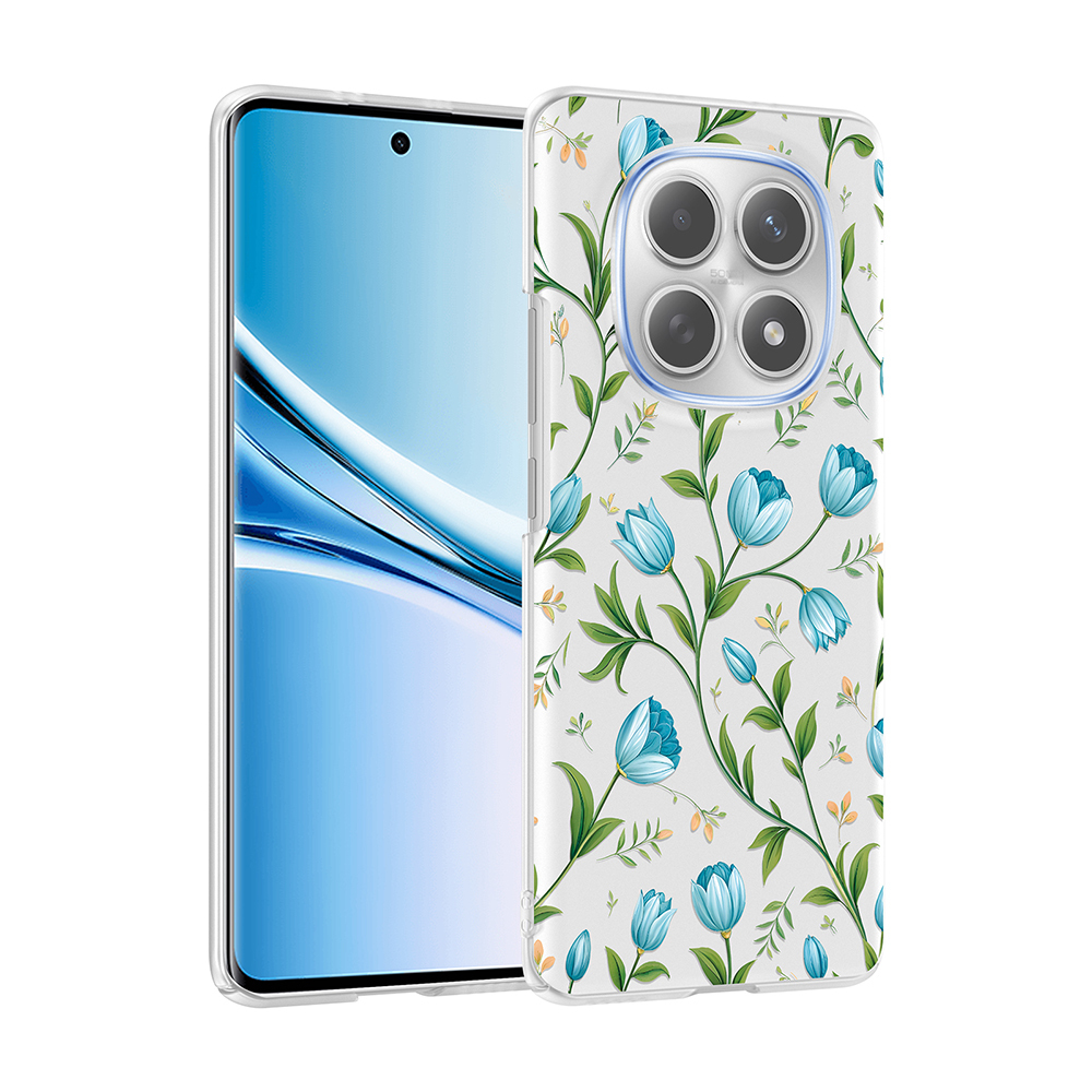 Xiaomi Uyumlu Redmi Note 15 4G Kılıf Kamera Korumalı Desenli Zore Klip Kapak-Mavi lale
