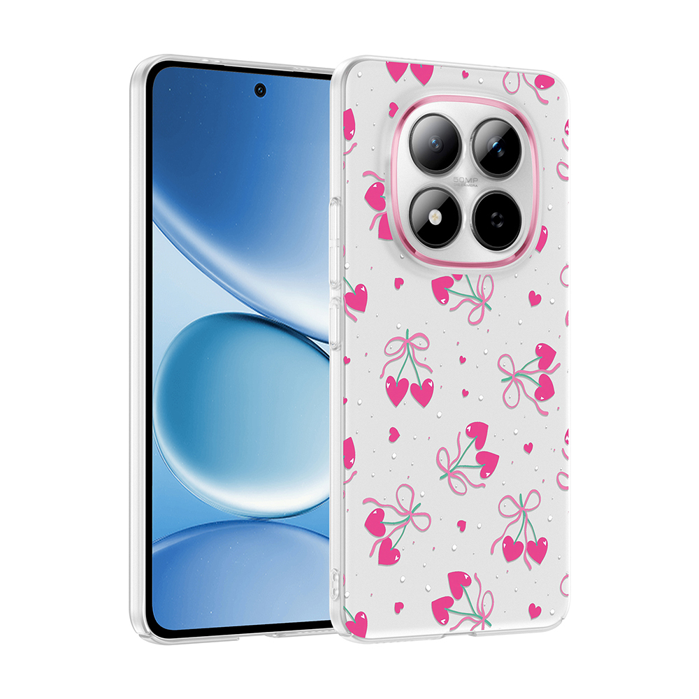 Xiaomi Uyumlu Redmi Note 15 Pro 4G Kılıf Kamera Korumalı Desenli Zore Klip Kapak-Kalpli kiraz
