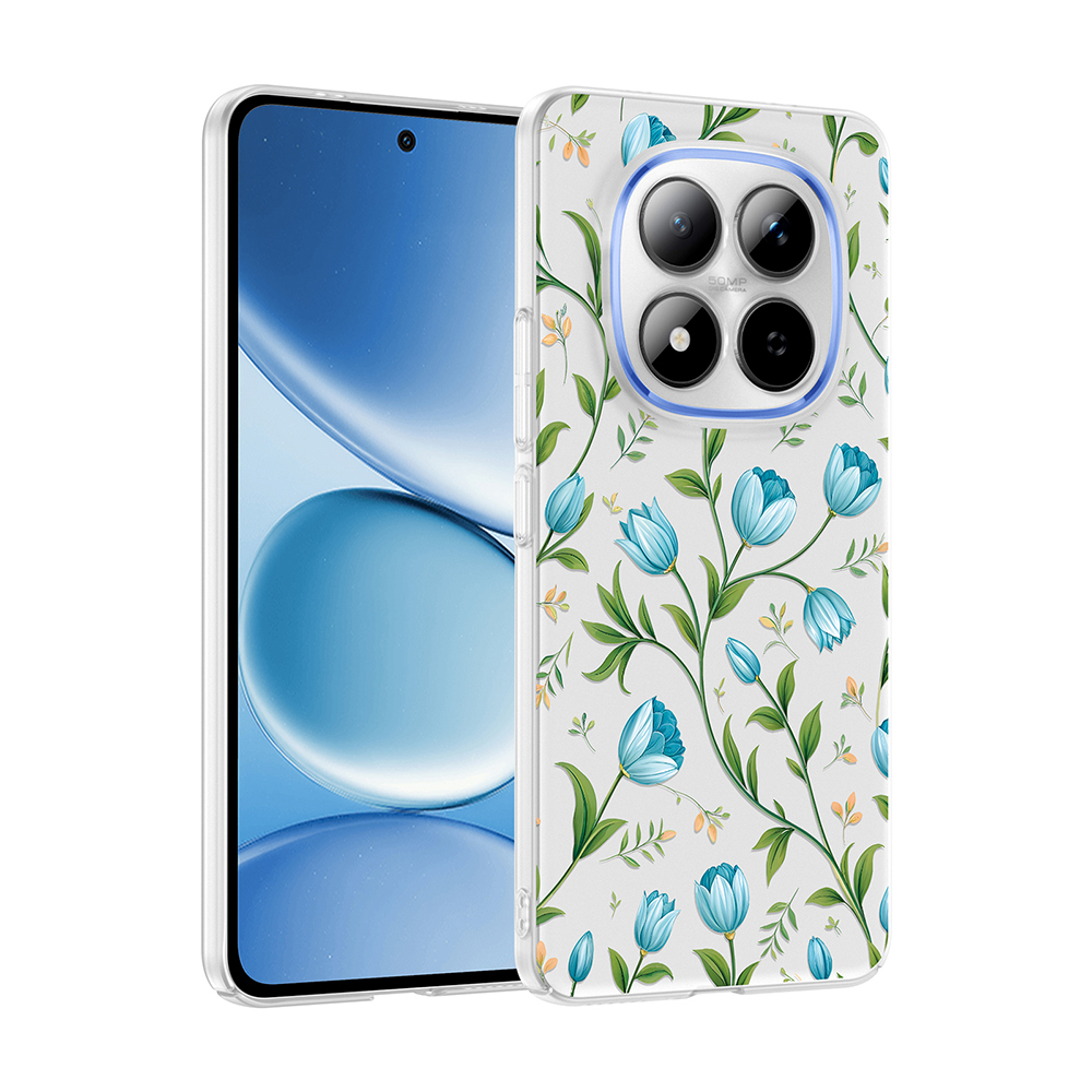 Xiaomi Uyumlu Redmi Note 15 Pro Kılıf Kamera Korumalı Desenli Zore Klip Kapak-Mavi lale