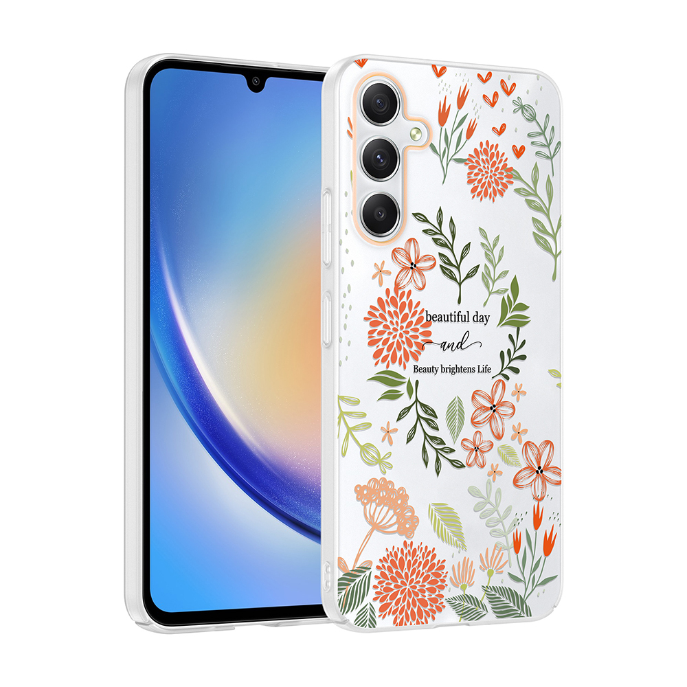 Galaxy Uyumlu A34 Kılıf Kamera Korumalı Desenli Zore Klip Kapak-Beautiful