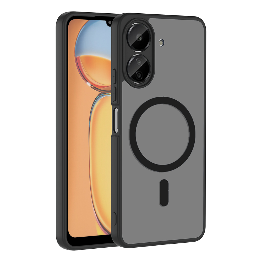 Xiaomi Uyumlu Redmi 13C Kılıf M-safe Şarj Özellikli Zore Babet Kapak-Siyah