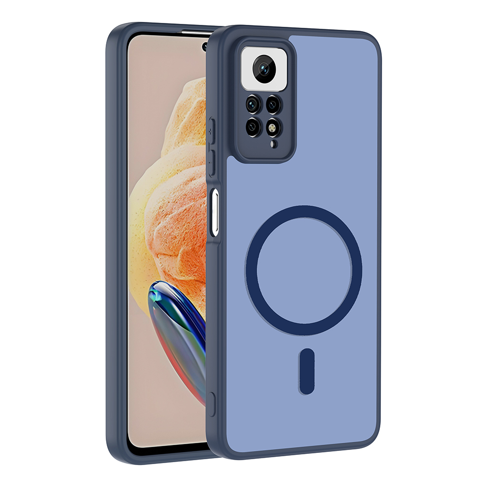 Xiaomi Uyumlu Redmi Note 12 Pro 4G Kılıf M-safe Şarj Özellikli Zore Babet Kapak-Lacivert