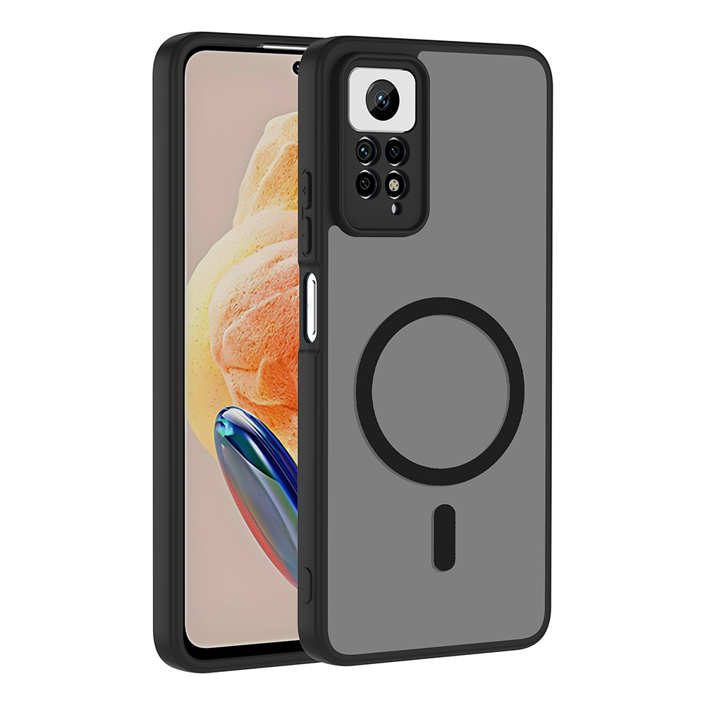 Xiaomi Uyumlu Redmi Note 12 Pro 4G Kılıf M-safe Şarj Özellikli Zore Babet Kapak-Siyah