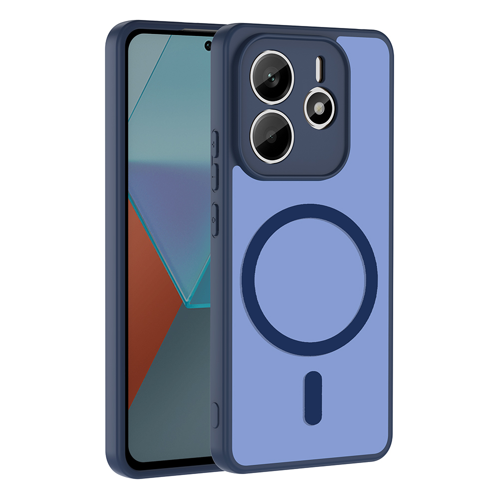 Xiaomi Uyumlu Redmi Note 14 4G Kılıf M-safe Şarj Özellikli Zore Babet Kapak-Lacivert