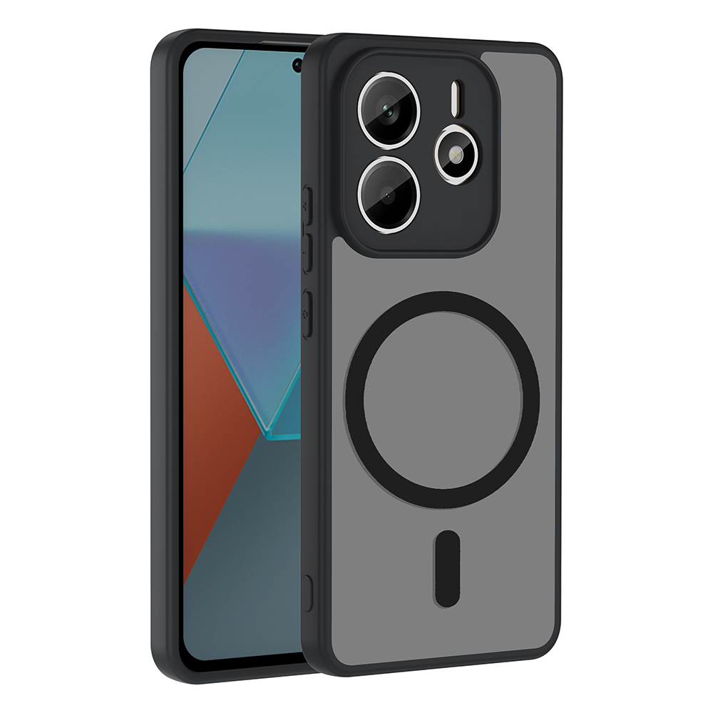 Xiaomi Uyumlu Redmi Note 14 4G Kılıf M-safe Şarj Özellikli Zore Babet Kapak-Siyah