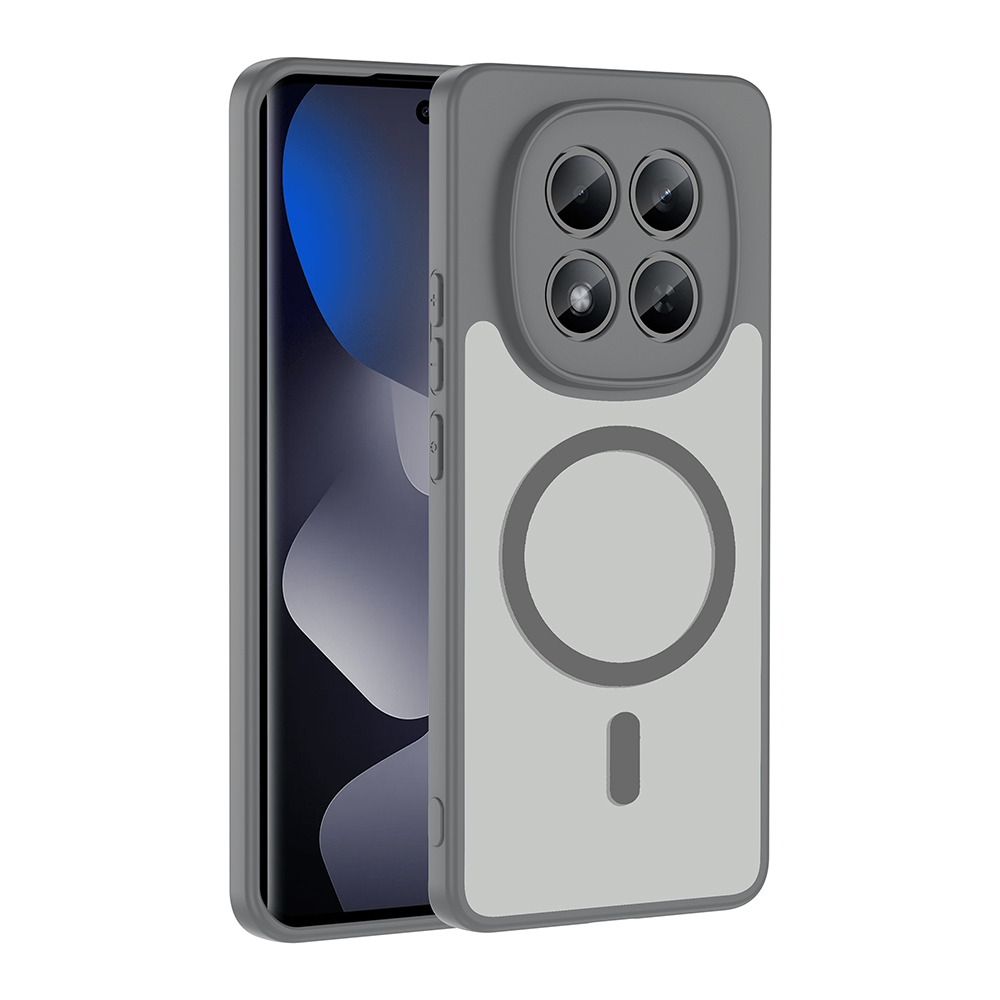 Xiaomi Uyumlu Redmi Note 14 Pro 4G Kılıf M-safe Şarj Özellikli Zore Babet Kapak-Gri