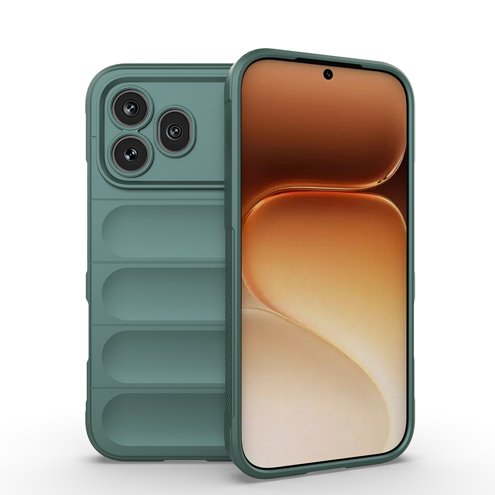 Honor 600 Pro 5G Kılıf Esnek TPU Oyuklu Arka Yüzey Tasarımlı Zore Etnik Silikon Kapak-Koyu yeşil