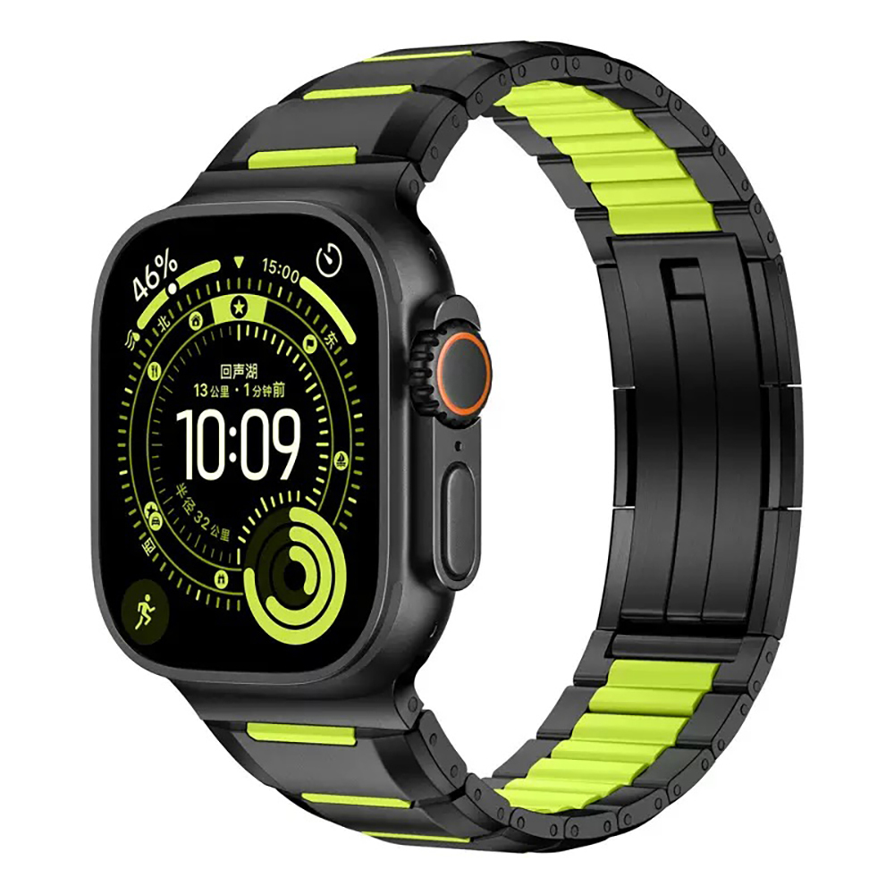 Watch 7 45mm Zore KRD-155 Metal Silikon Kordon-Siyah-yeşil