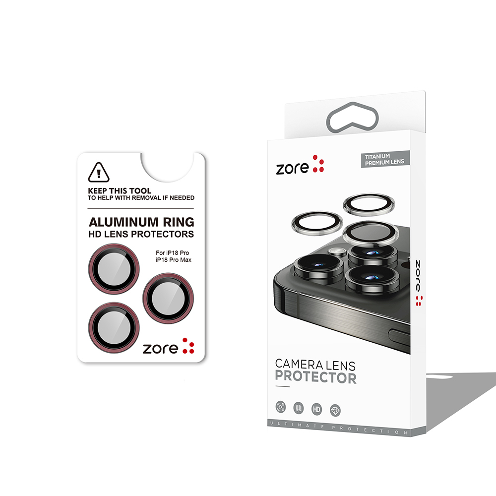 iPhone Uyumlu 18 Pro Zore CL-12 Premium Safir Parmak İzi Bırakmayan Anti-Reflective Kamera Lens Koruyucu-Bordo