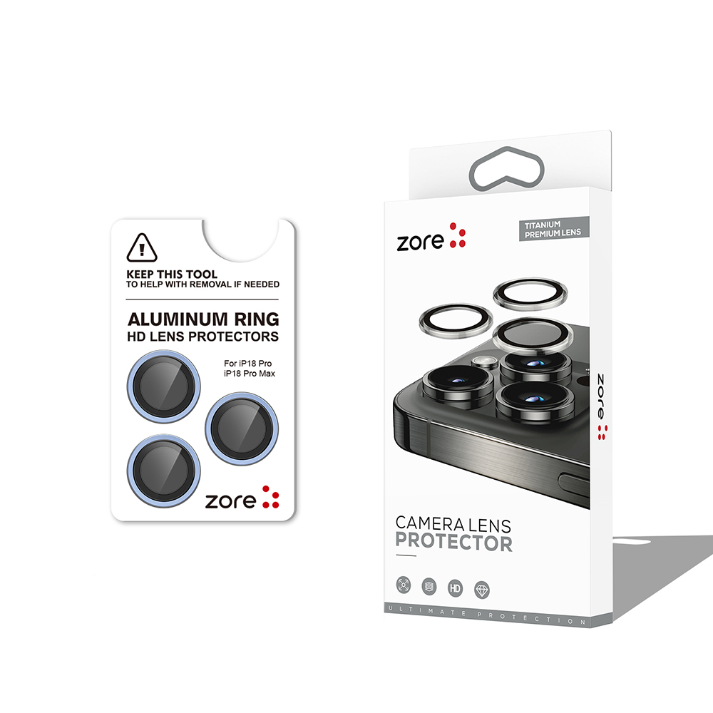 iPhone Uyumlu 18 Pro Zore CL-12 Premium Safir Parmak İzi Bırakmayan Anti-Reflective Kamera Lens Koruyucu-Mavi