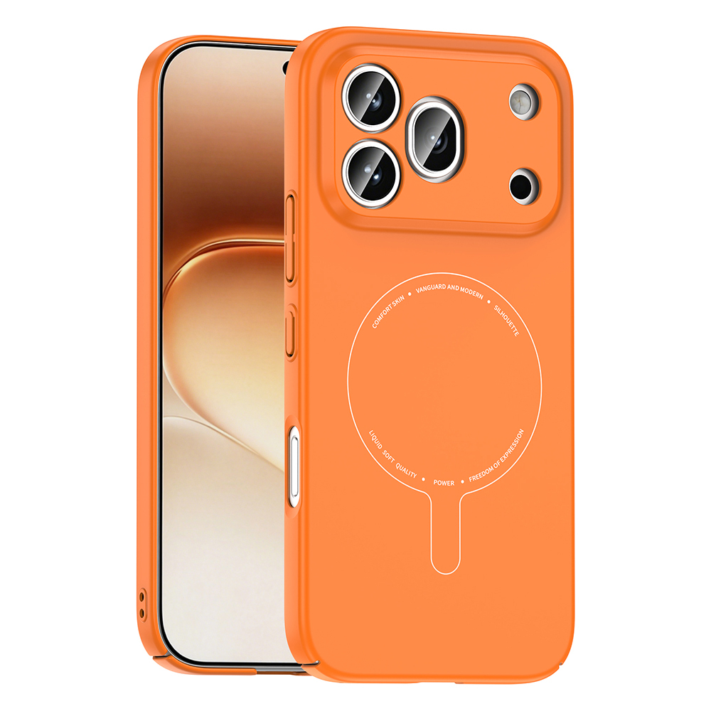 Honor 600 Pro 5G Kılıf M-Safe Şarj Özellikli Kamera Korumalı Zore Elio Sert PC Kapak-Turuncu
