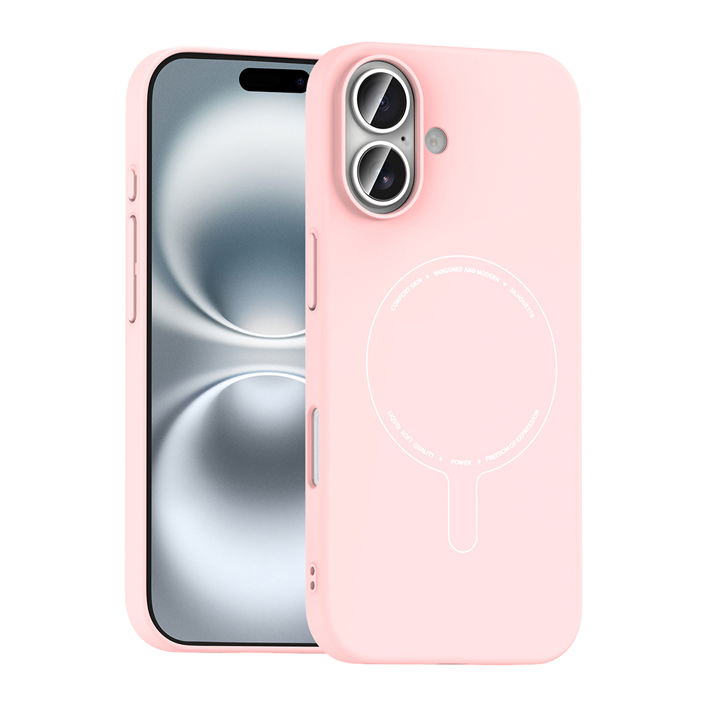 iPhone Uyumlu 16 Kılıf M-Safe Şarj Özellikli Kamera Korumalı Zore Elio Sert PC Kapak-Açık pembe