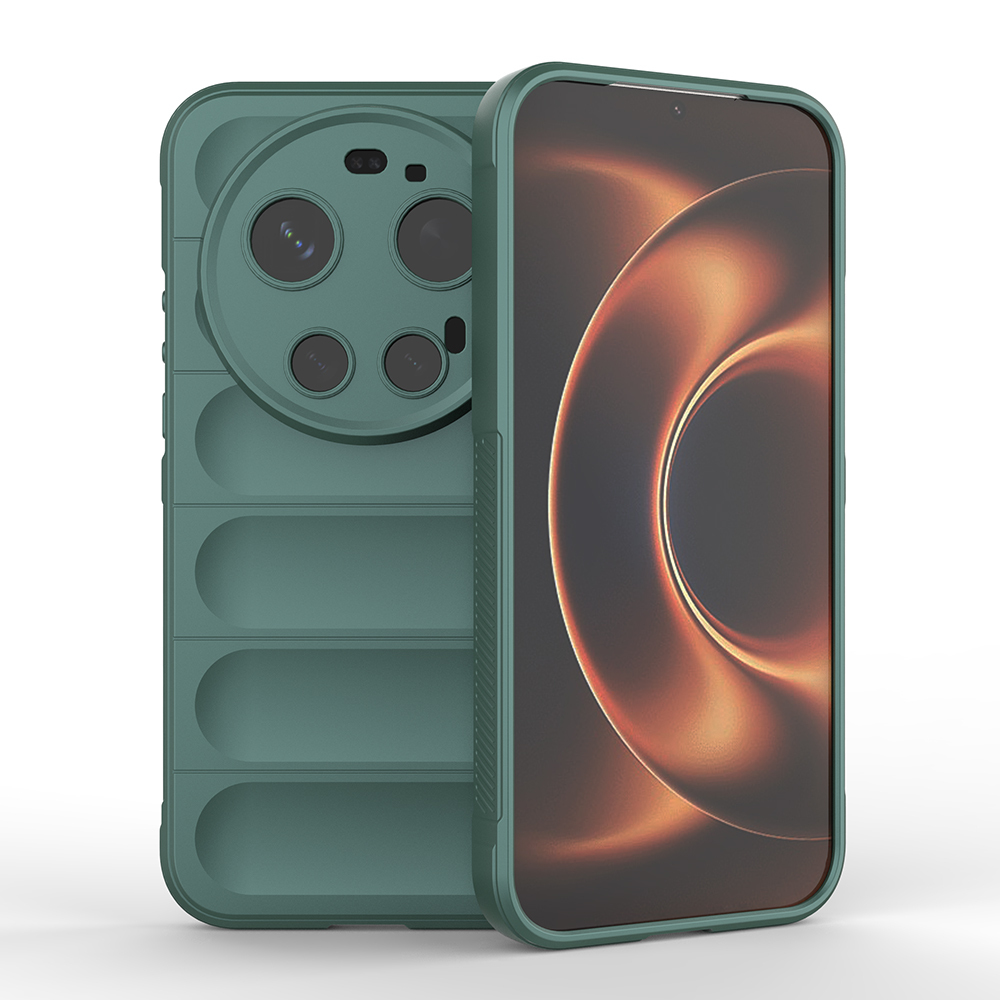 Xiaomi Uyumlu 17 Ultra Kılıf Esnek TPU Oyuklu Arka Yüzey Tasarımlı Zore Etnik Silikon Kapak-Koyu yeşil