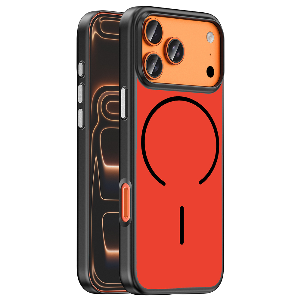 iPhone Uyumlu 17 Pro Kılıf M-Safe Şarj Özellikli Zore Lora PC Kapak-Kırmızı-gri