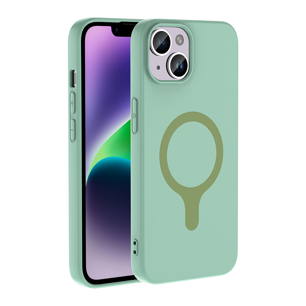 iPhone Uyumlu 13 Kılıf M-Safe Şarj Özellikli Zore Aris Silikon Kapak-Turkuaz