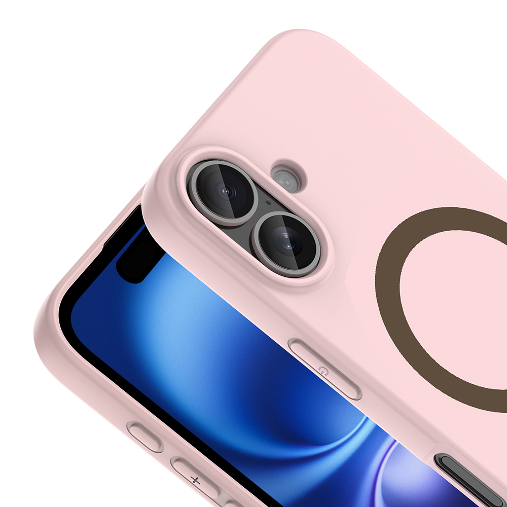 iPhone Uyumlu 16 Kılıf M-Safe Şarj Özellikli Zore Aris Silikon Kapak-Açık pembe