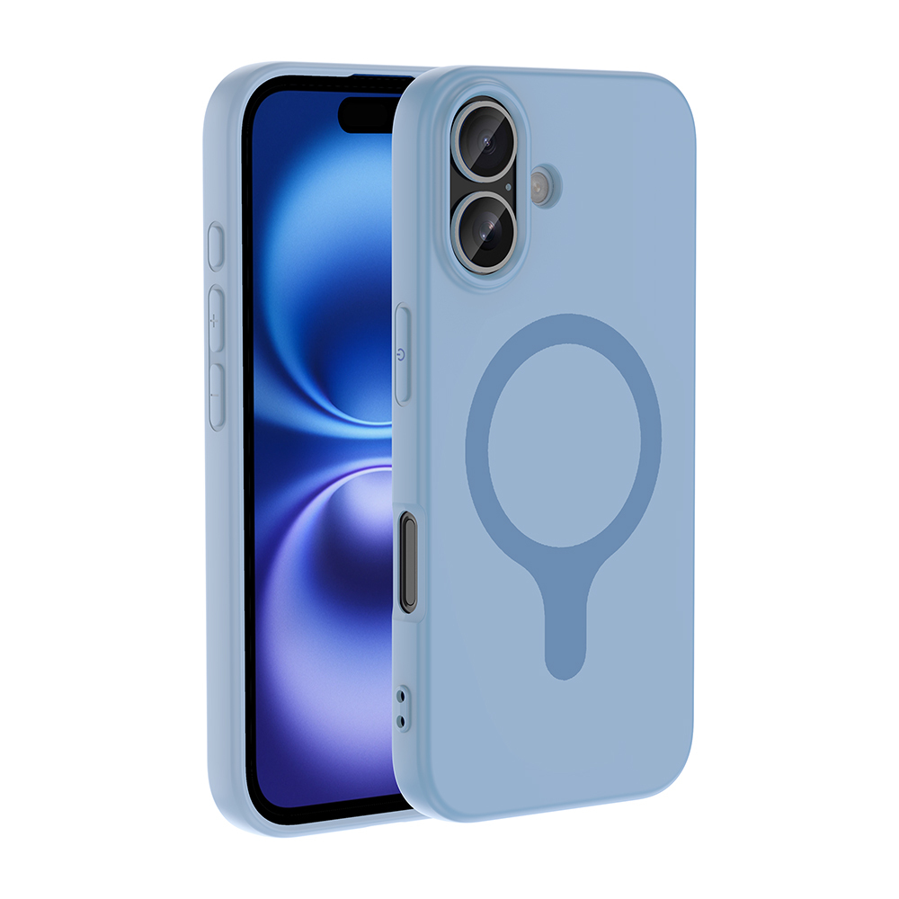 iPhone Uyumlu 16 Kılıf M-Safe Şarj Özellikli Zore Aris Silikon Kapak-Baby blue