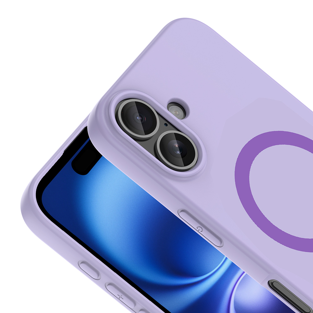 iPhone Uyumlu 16 Kılıf M-Safe Şarj Özellikli Zore Aris Silikon Kapak-Lila