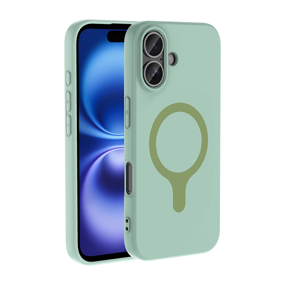 iPhone Uyumlu 16 Kılıf M-Safe Şarj Özellikli Zore Aris Silikon Kapak-Turkuaz
