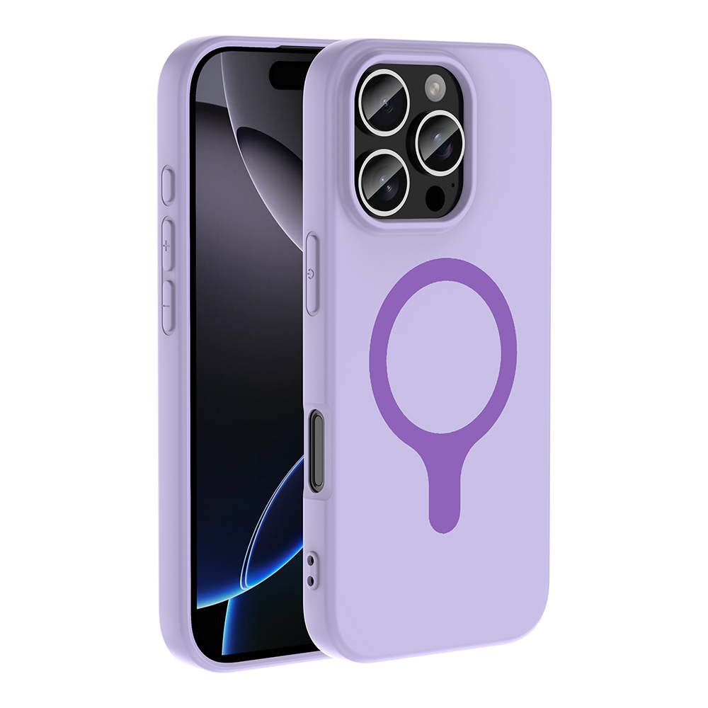 iPhone Uyumlu 16 Pro Kılıf M-Safe Şarj Özellikli Zore Aris Silikon Kapak-Lila