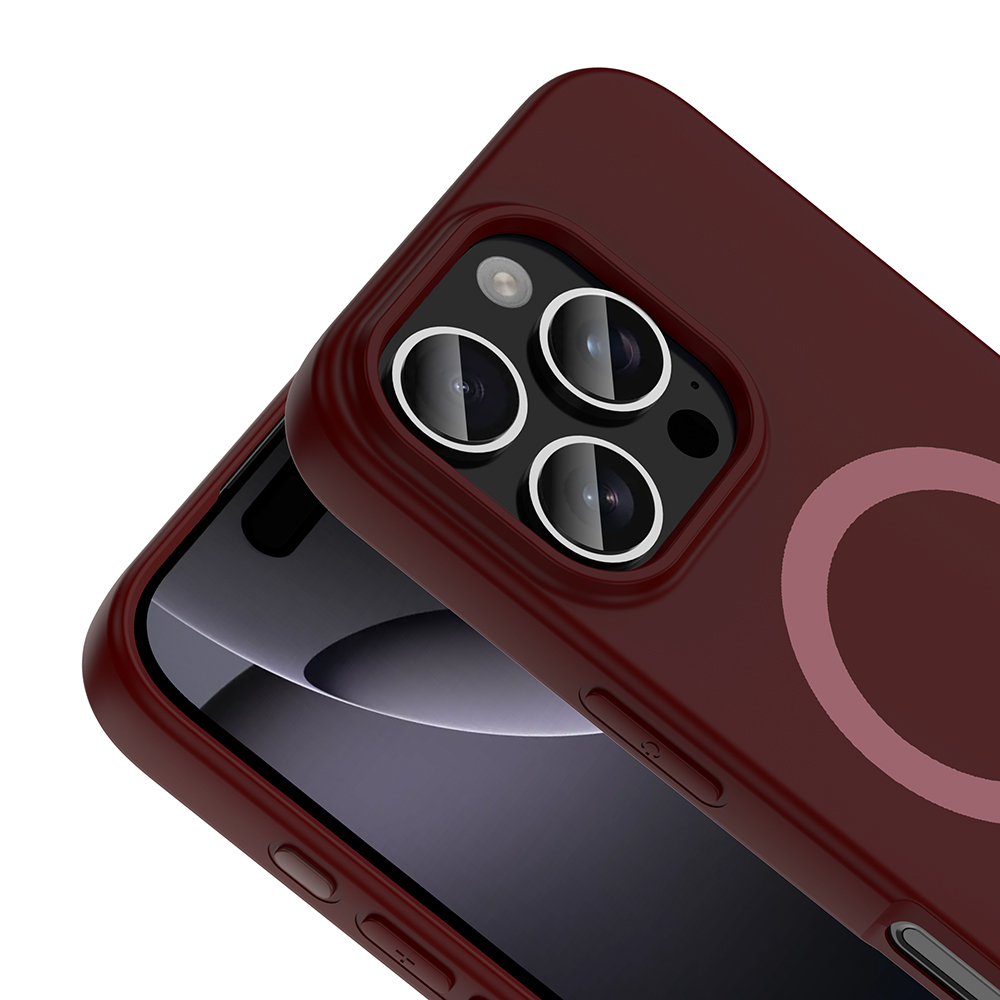 iPhone Uyumlu 16 Pro Max Kılıf M-Safe Şarj Özellikli Zore Aris Silikon Kapak-Mürdüm