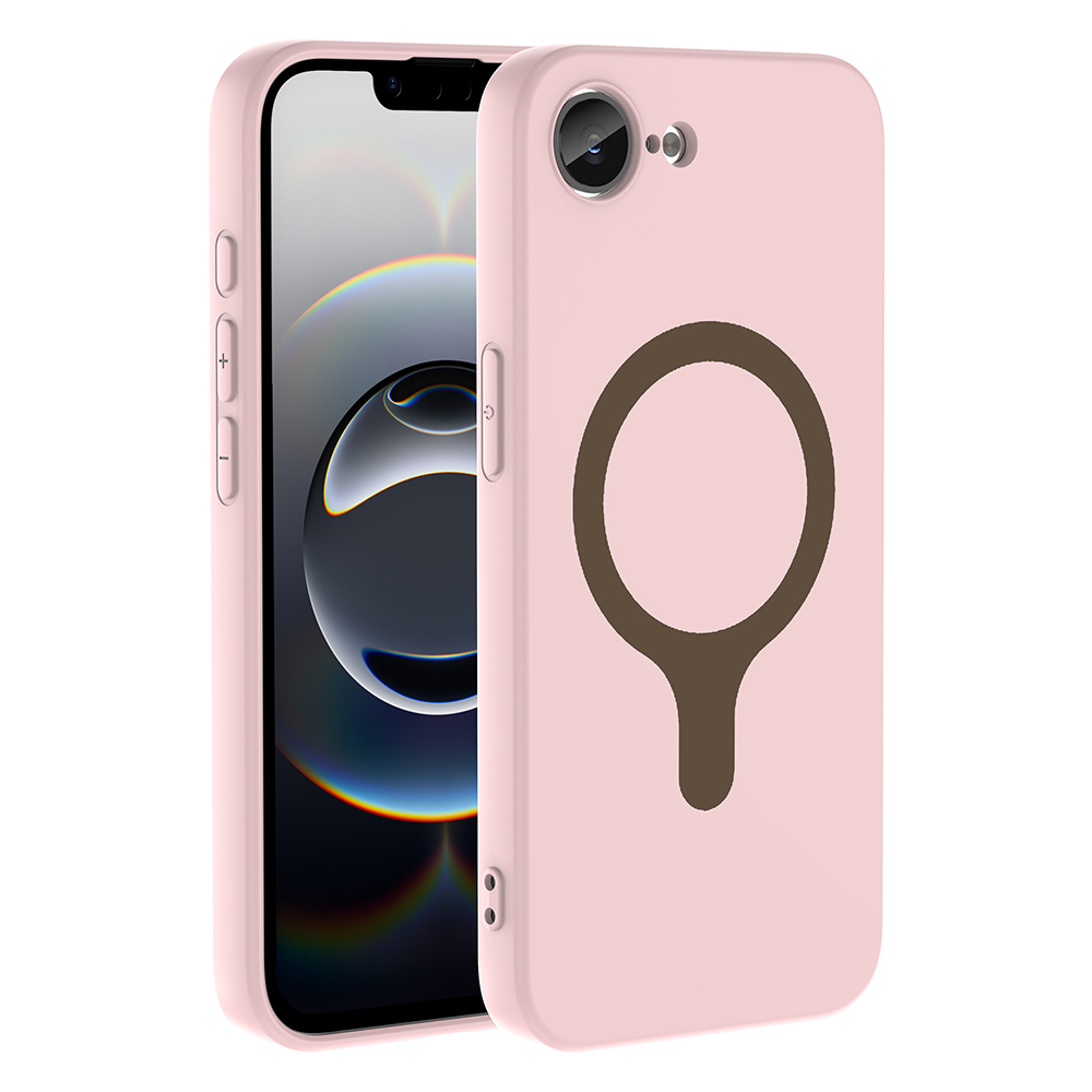 iPhone Uyumlu 16E Kılıf M-Safe Şarj Özellikli Zore Aris Silikon Kapak-Açık pembe