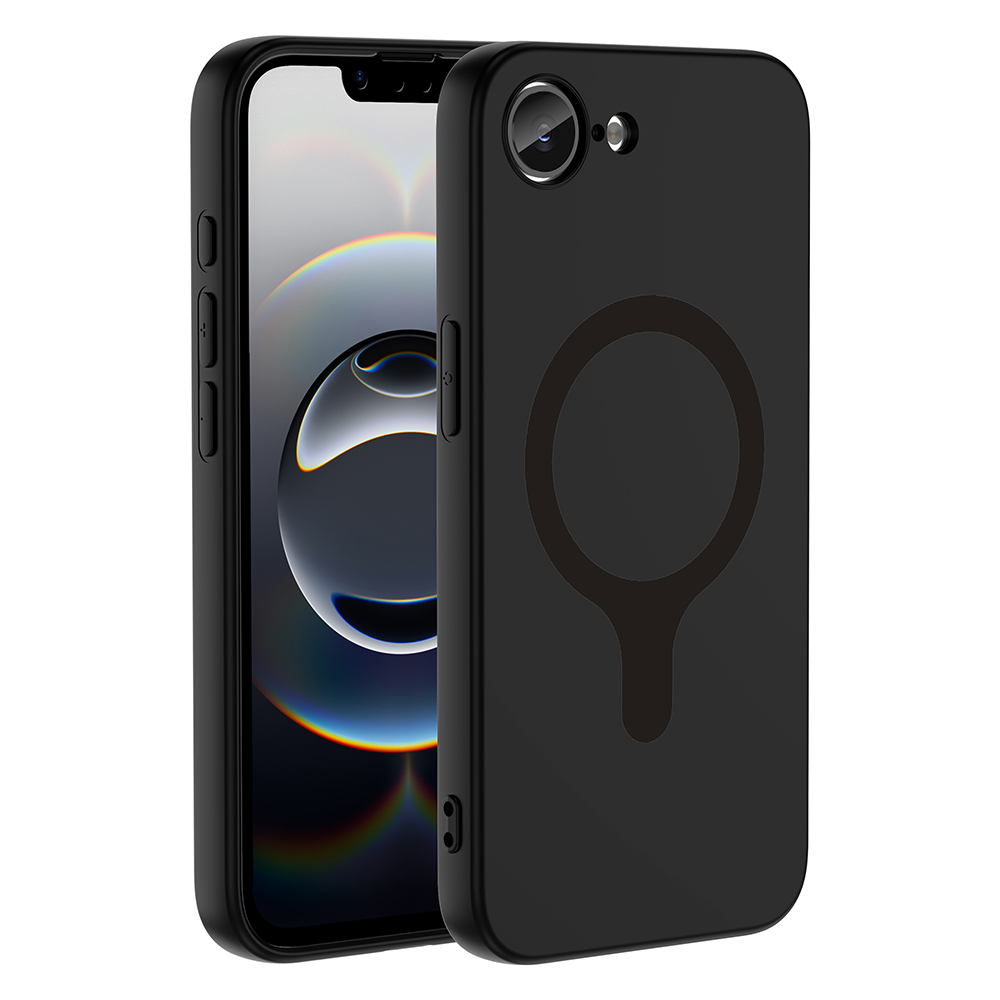 iPhone Uyumlu 16E Kılıf M-Safe Şarj Özellikli Zore Aris Silikon Kapak-Siyah