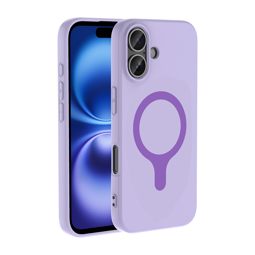 iPhone Uyumlu 17 Kılıf M-Safe Şarj Özellikli Zore Aris Silikon Kapak-Lila