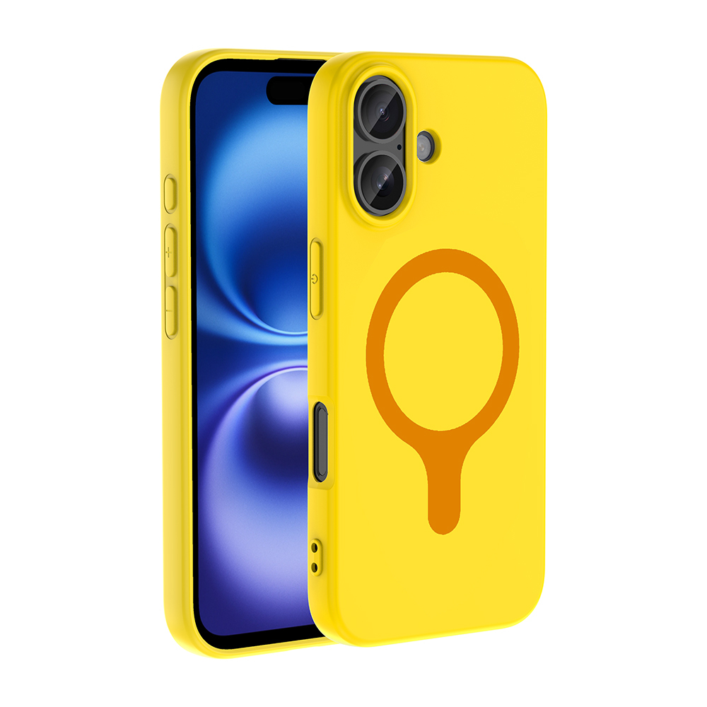 iPhone Uyumlu 17 Kılıf M-Safe Şarj Özellikli Zore Aris Silikon Kapak-Sarı