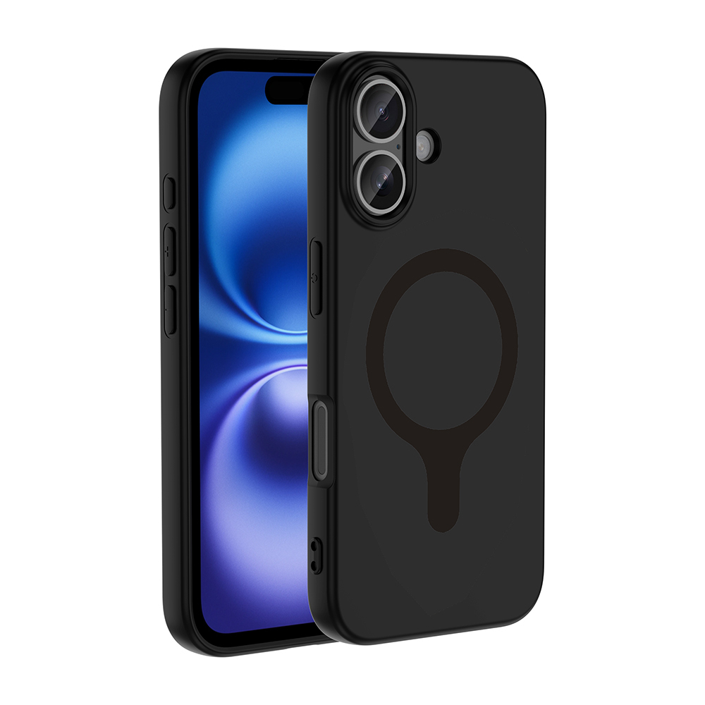 iPhone Uyumlu 17 Kılıf M-Safe Şarj Özellikli Zore Aris Silikon Kapak-Siyah