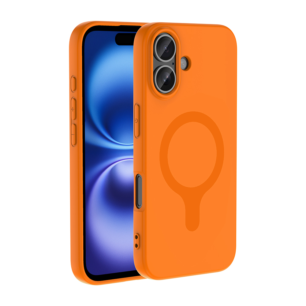 iPhone Uyumlu 17 Kılıf M-Safe Şarj Özellikli Zore Aris Silikon Kapak-Turuncu