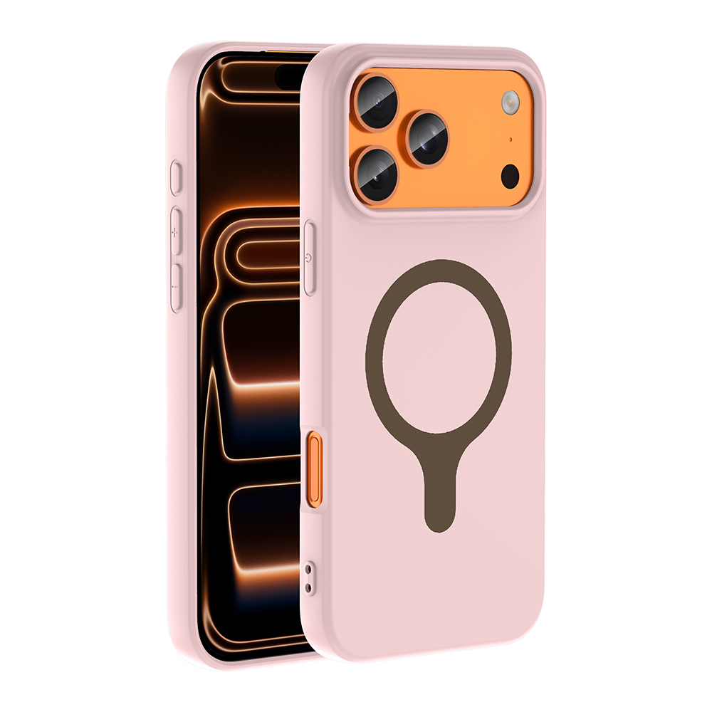 iPhone Uyumlu 17 Pro Kılıf M-Safe Şarj Özellikli Zore Aris Silikon Kapak-Açık pembe