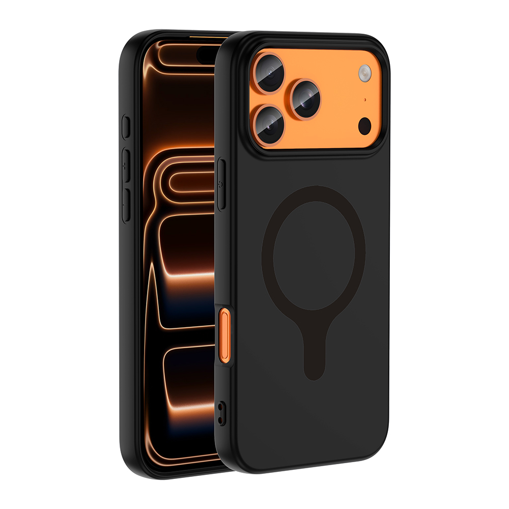 iPhone Uyumlu 17 Pro Kılıf M-Safe Şarj Özellikli Zore Aris Silikon Kapak-Siyah
