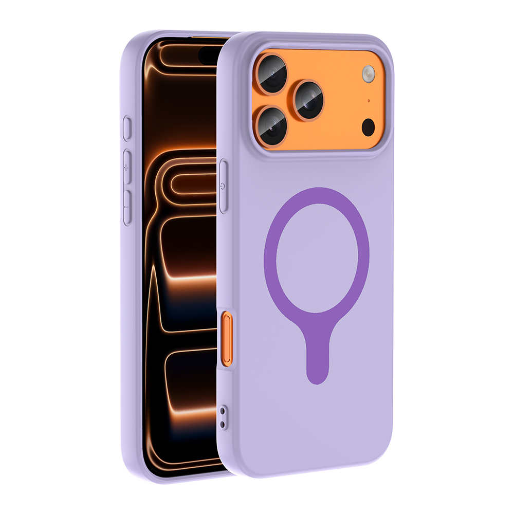 iPhone Uyumlu 17 Pro Max Kılıf M-Safe Şarj Özellikli Zore Aris Silikon Kapak-Lila