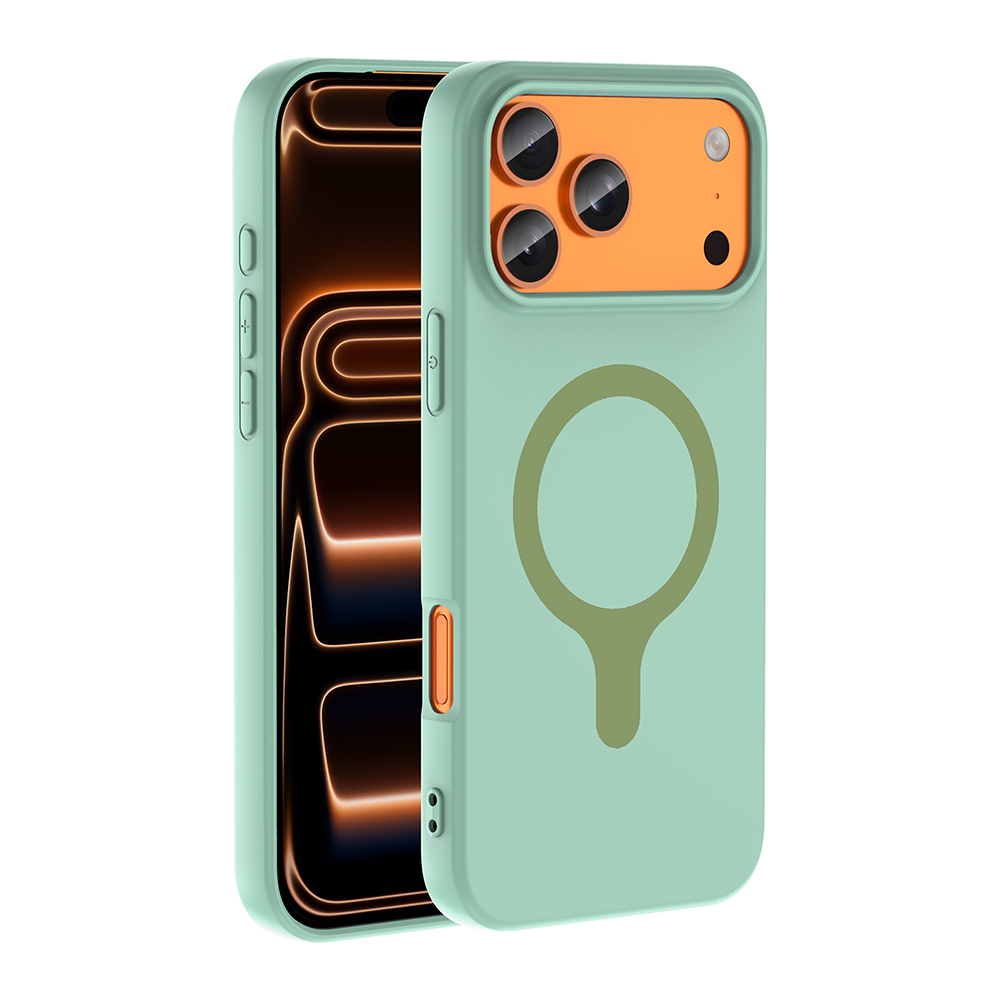 iPhone Uyumlu 17 Pro Max Kılıf M-Safe Şarj Özellikli Zore Aris Silikon Kapak-Turkuaz