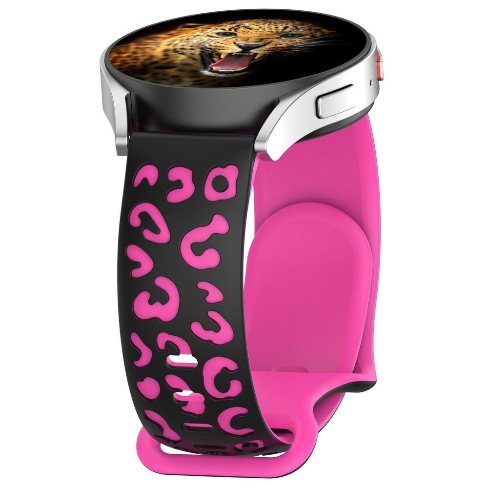 Galaxy Uyumlu Watch 42mm Zore KRD-140 20mm Silikon Kordon Strap Kayış-Siyah-pembe