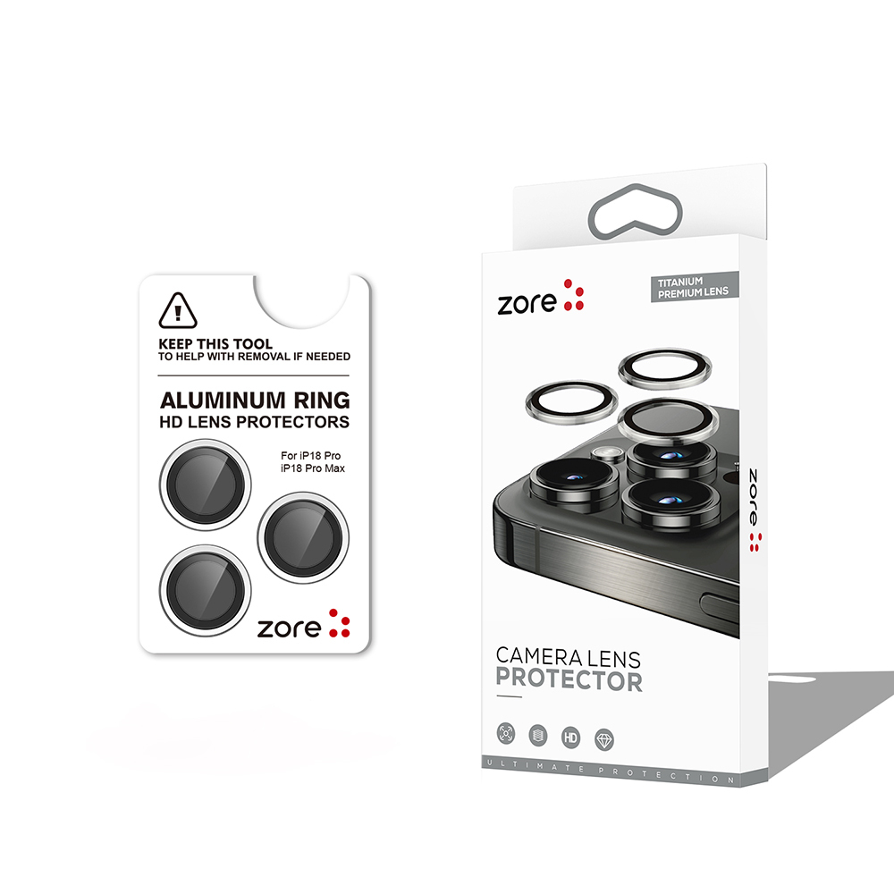 iPhone Uyumlu 18 Pro Max Zore CL-12 Premium Safir Parmak İzi Bırakmayan Anti-Reflective Kamera Lens Koruyucu-Titanyum-gümüş