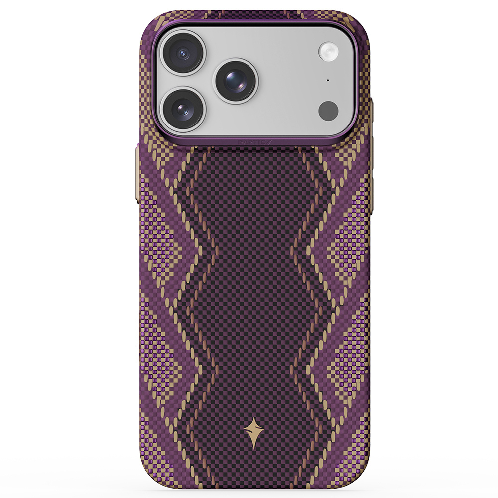 iPhone Uyumlu 18 Pro Max Kılıf M-safe Şarj Özellikli Raptic Aramid Skin Scepter Serisi Karbon Kapak-Bordo