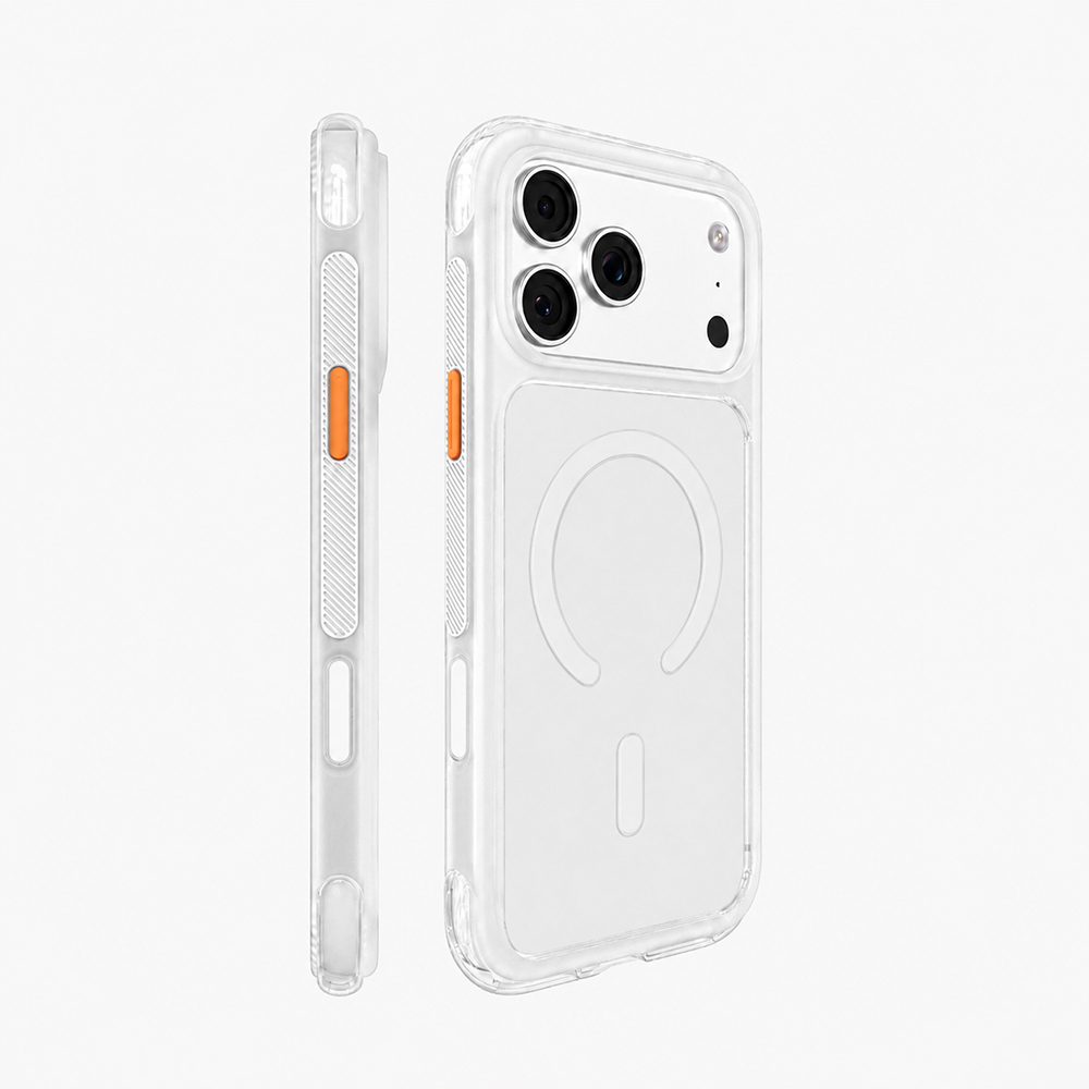 iPhone Uyumlu 18 Pro Max Kılıf M-safe Şarj Özellikli Airbag Tasarımlı Mutural Air Shield Serisi Kapak-Beyaz