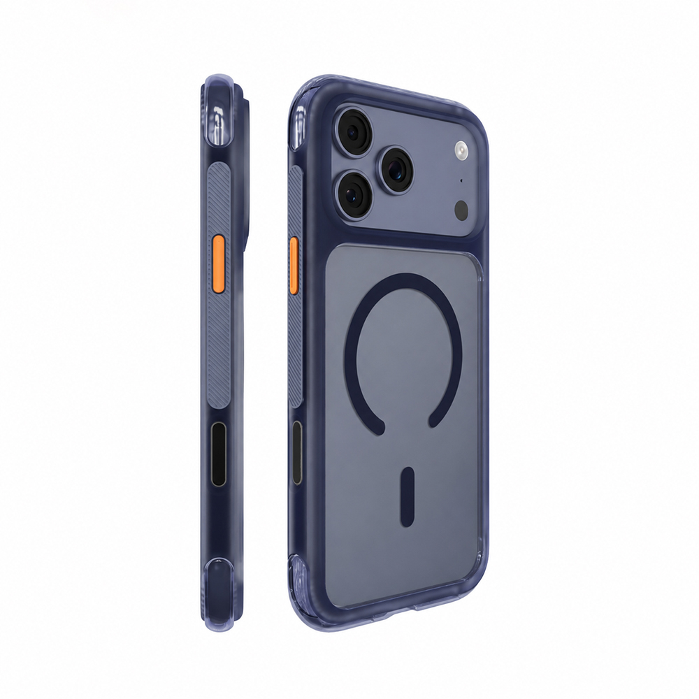 iPhone Uyumlu 18 Pro Max Kılıf M-safe Şarj Özellikli Airbag Tasarımlı Mutural Air Shield Serisi Kapak-Lacivert