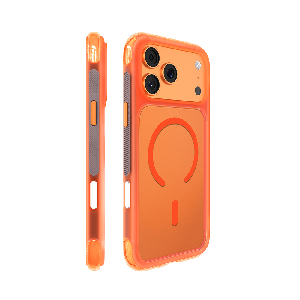 iPhone Uyumlu 18 Pro Max Kılıf M-safe Şarj Özellikli Airbag Tasarımlı Mutural Air Shield Serisi Kapak-Turuncu