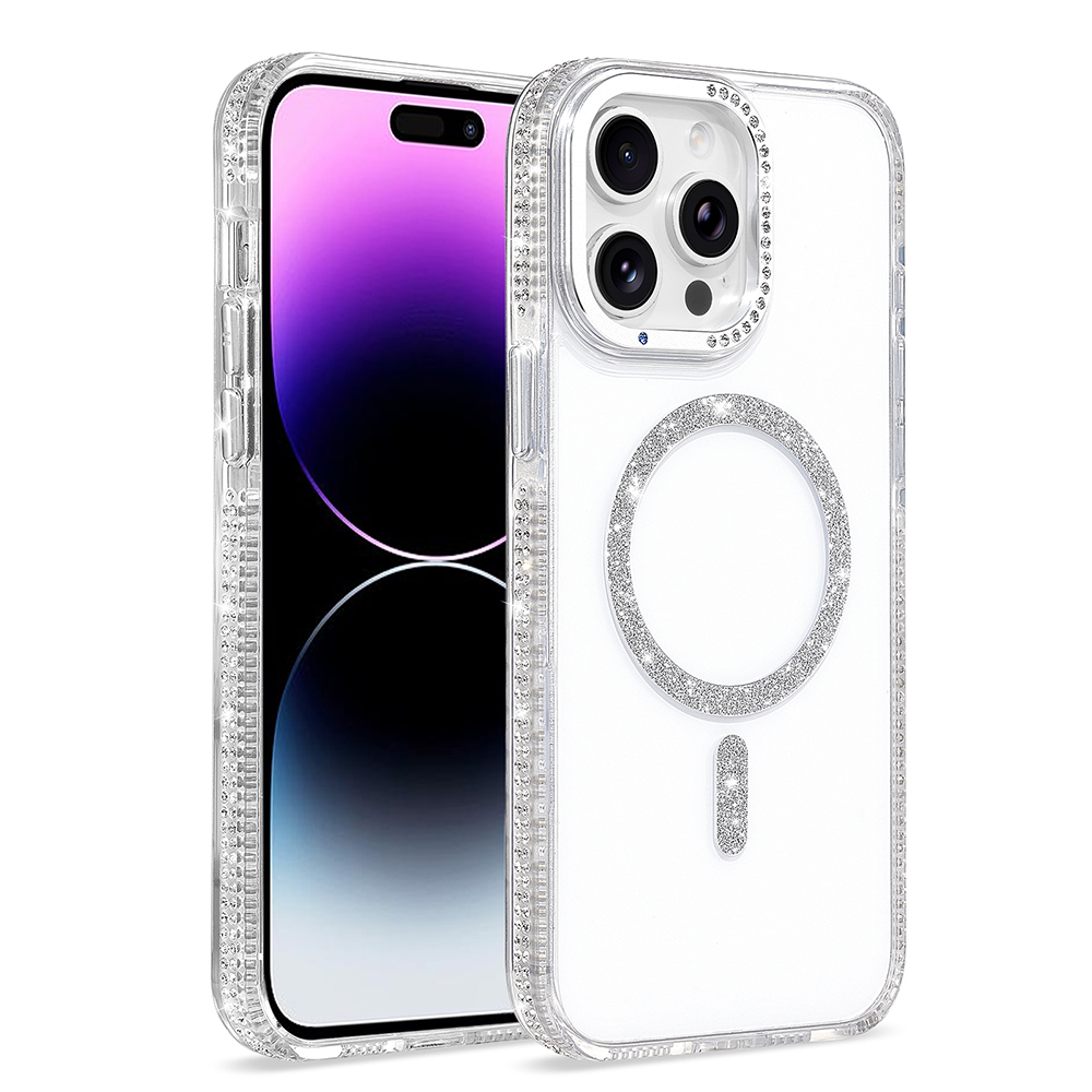 iPhone Uyumlu 14 Pro Max Kılıf M-safe Şarj Özellikli Zore Tera Silikon Kapak-Şeffaf