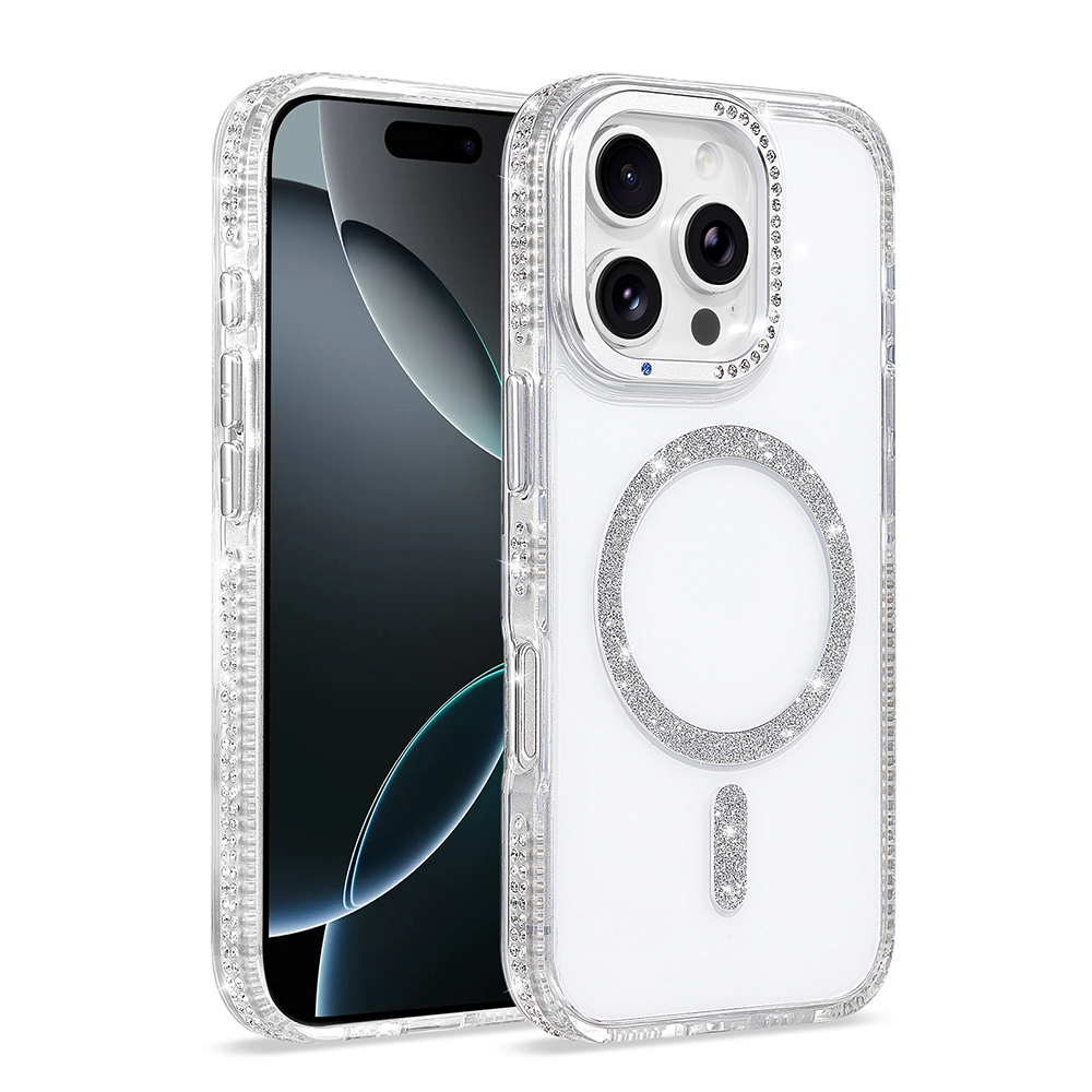 iPhone Uyumlu 16 Pro Kılıf M-safe Şarj Özellikli Zore Tera Silikon Kapak-Şeffaf