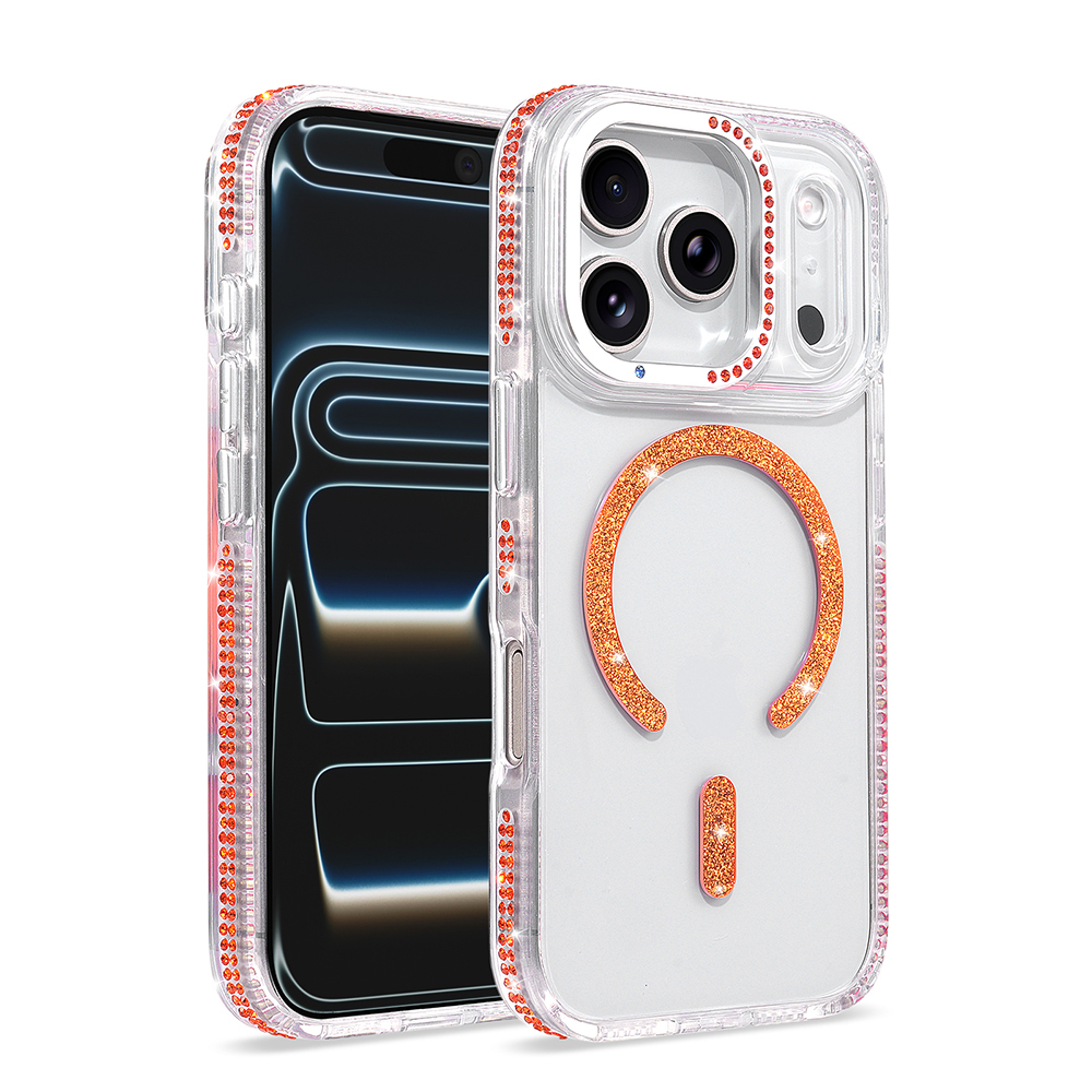 iPhone Uyumlu 17 Pro Kılıf M-safe Şarj Özellikli Zore Tera Silikon Kapak-Turuncu