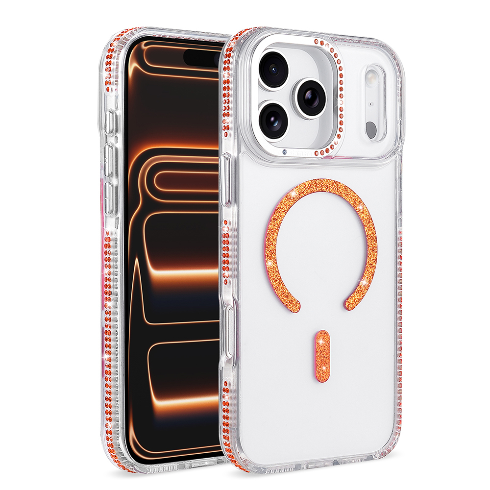 iPhone Uyumlu 17 Pro Max Kılıf M-safe Şarj Özellikli Zore Tera Silikon Kapak-Turuncu