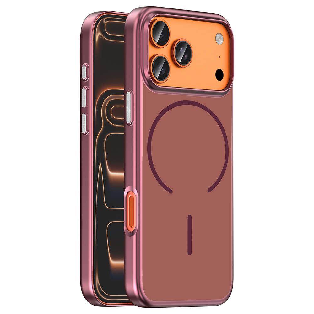 iPhone Uyumlu 17 Pro Max Kılıf M-Safe Şarj Özellikli Zore Lora PC Kapak-Mürdüm