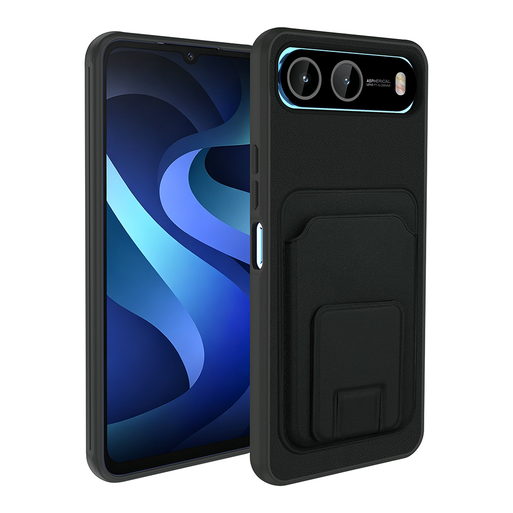 İnfinix Hot 60i 5G Kılıf Kartlıklı TPU Zore Bikart Kapak-Siyah